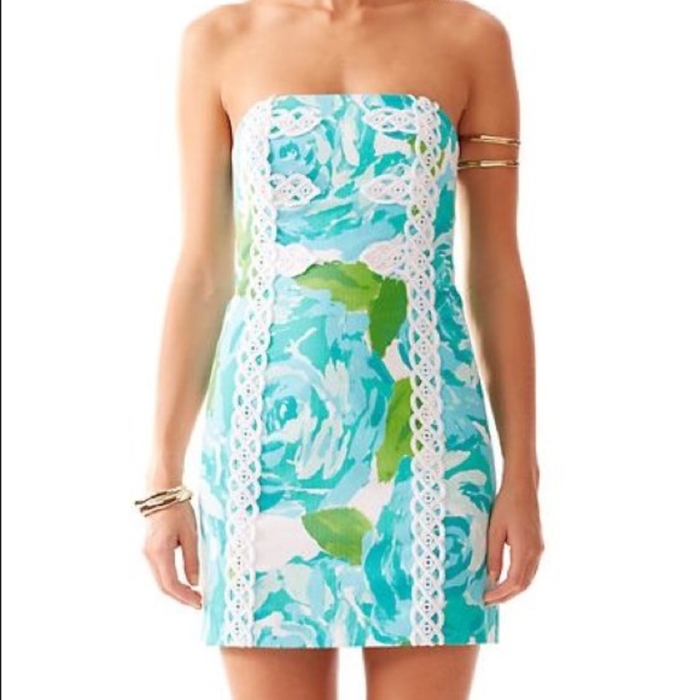 Lilly Pulitzer strapless blue first impression EUC